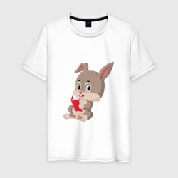 Читающий кролик – Мужская футболка хлопок с принтом купить со скидкой в -20%
