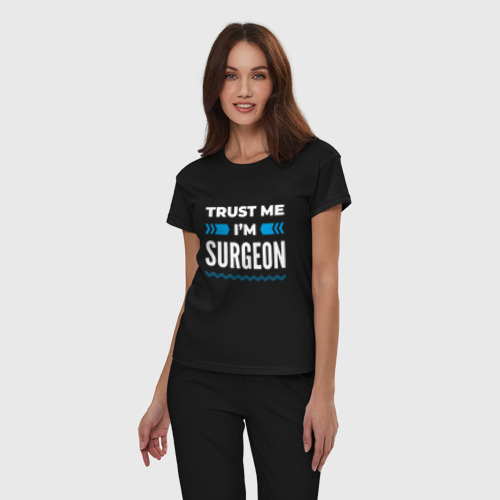 Женская пижама хлопок Trust me I'm surgeon, цвет черный - фото 3