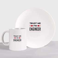 Набор: тарелка + кружка Trust me - I'm engineer