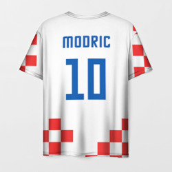Футболка с принтом Модрич Сборная Хорватии форма к чемпионату мира 2022 для мужчины, вид сзади №1. Цвет основы: белый