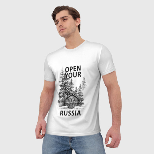 Мужская футболка 3D Открой свою Россию, цвет 3D печать - фото 3