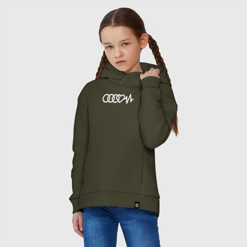 Детское худи Oversize хлопок Люблю свою Audi, цвет хаки - фото 3