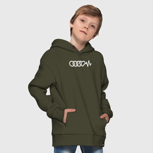 Детское худи Oversize хлопок Люблю свою Audi, цвет хаки - фото 9