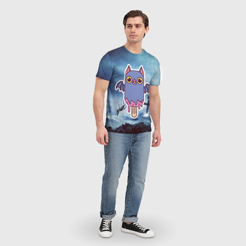 Мужская футболка 3D Летучая мышь - мороженое, цвет 3D печать - фото 5