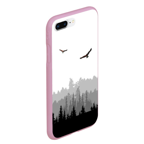 Чехол для iPhone 7Plus/8 Plus матовый с принтом Птицы над лесом, вид сбоку #3