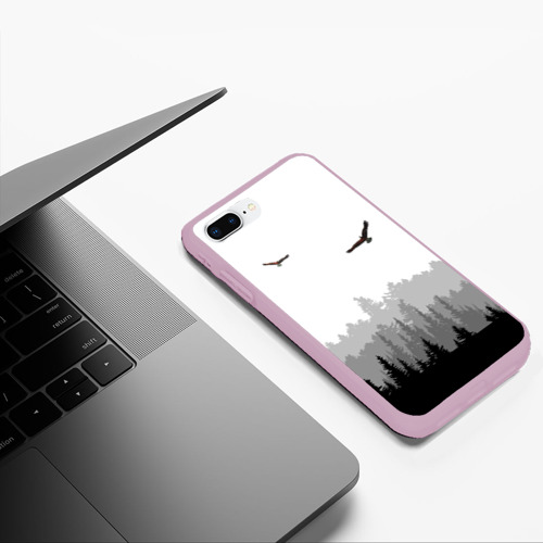 Чехол для iPhone 7Plus/8 Plus матовый с принтом Птицы над лесом, фото #5