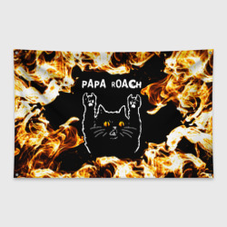 Флаг-баннер Papa Roach рок кот и огонь