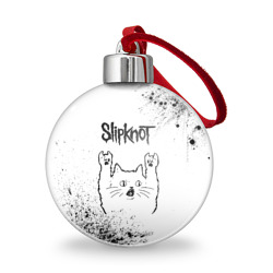 Ёлочный шар Slipknot рок кот на светлом фоне