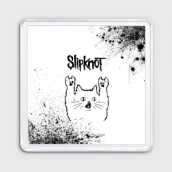 Магнит 55*55 Slipknot рок кот на светлом фоне