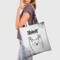 Шоппер 3D Slipknot рок кот на светлом фоне - фото 2