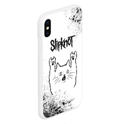 Чехол для iPhone XS Max матовый Slipknot рок кот на светлом фоне - фото 2