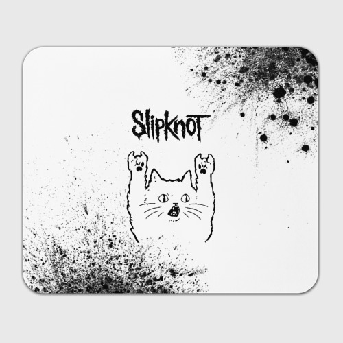 Прямоугольный коврик для мышки Slipknot рок кот на светлом фоне