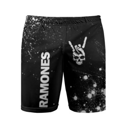 Мужские шорты спортивные Ramones и рок символ на темном фоне