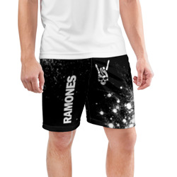 Мужские шорты спортивные Ramones и рок символ на темном фоне - фото 2