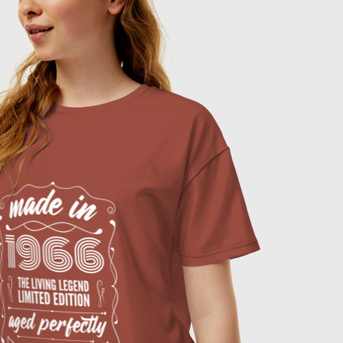 Женская футболка хлопок Oversize Made in 1966 retro old school, цвет кирпичный - фото 3