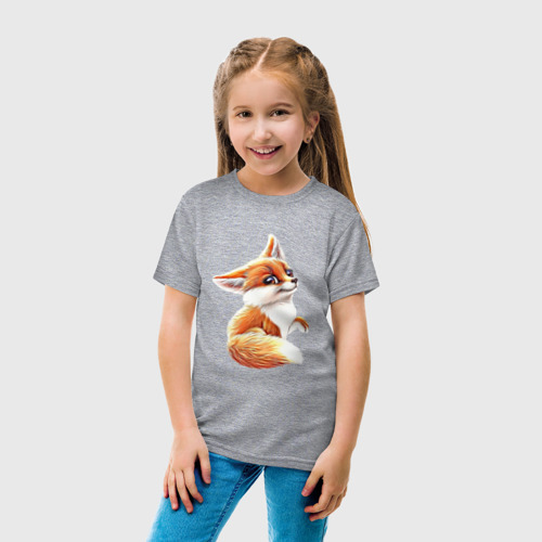 Детская футболка хлопок с принтом Лисёнок, вид сбоку #3