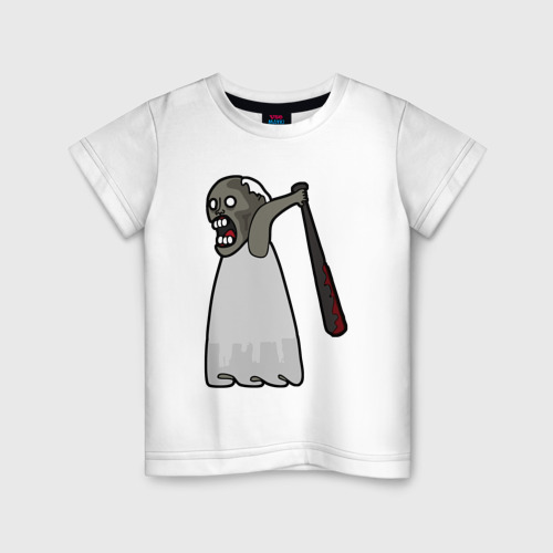 Детская футболка из хлопка с принтом Бабка Гренни, вид спереди №1