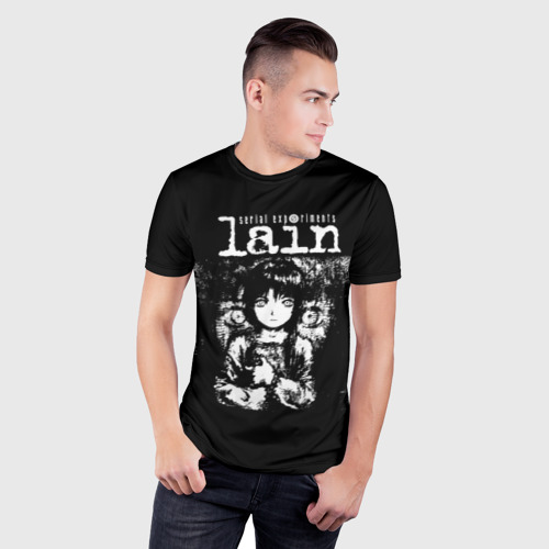 Мужская футболка 3D Slim с принтом Serial Experiments Lain, фото на моделе #1