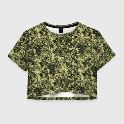 Женская футболка Crop-top 3D Камуфляж Flecktarn Jeitai, цвет 3D печать