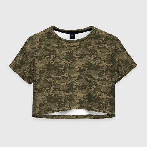 Женская футболка Crop-top 3D Камуфляж AOR-1 мелкий, цвет 3D печать