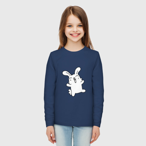 Детский лонгслив хлопок с принтом Happy Bunny, вид сбоку #3