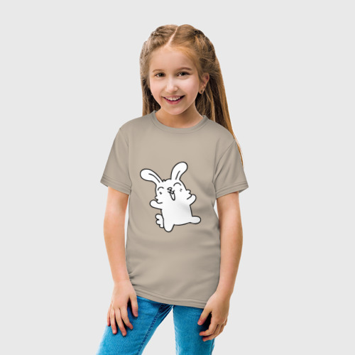 Детская футболка хлопок Happy Bunny, цвет миндальный - фото 5