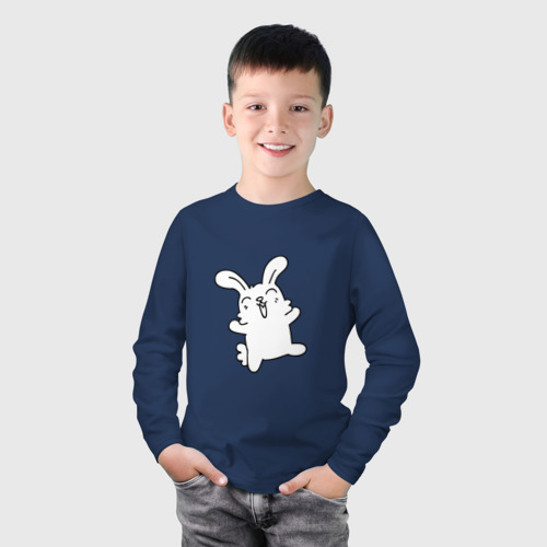 Детский лонгслив хлопок с принтом Happy Bunny, фото на моделе #1