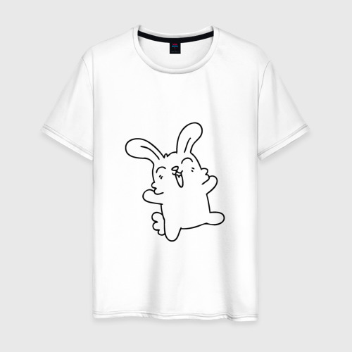 Мужская футболка из хлопка с принтом Happy Bunny, вид спереди №1