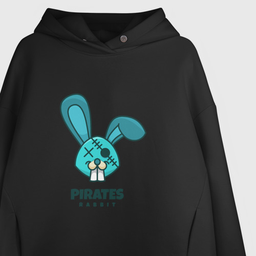 Женское худи Oversize хлопок Pirates rabbit, цвет черный - фото 3