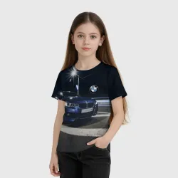 Детская футболка 3D BMW на ночной трассе - фото 2