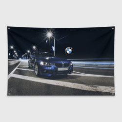 BMW на ночной трассе – Флаг-баннер с принтом купить