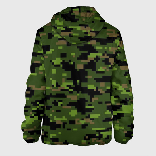 Мужская куртка 3D с принтом Камуфляж лесной пиксель, вид сзади #1