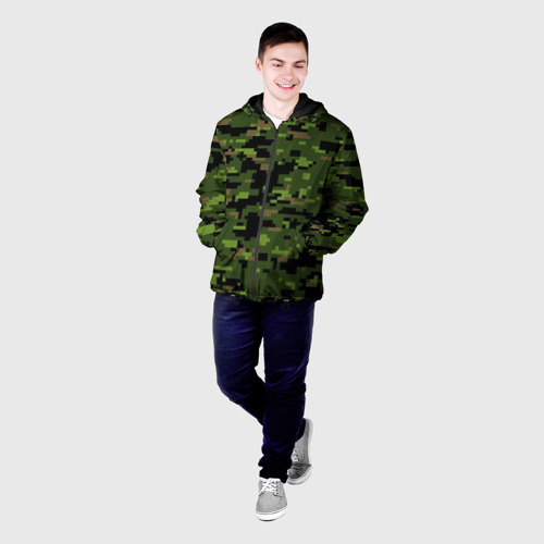 Мужская куртка 3D с принтом Камуфляж лесной пиксель, фото на моделе #1