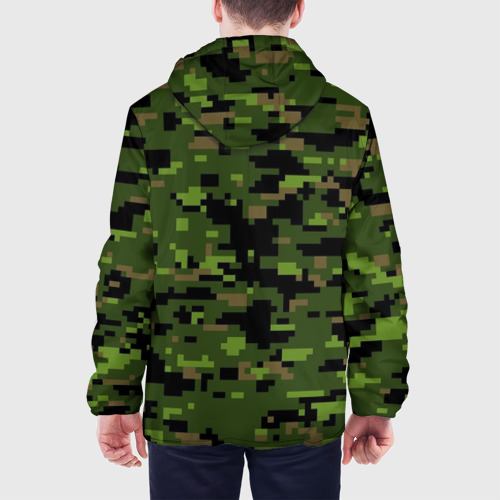 Мужская куртка 3D с принтом Камуфляж лесной пиксель, вид сзади #2