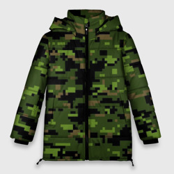 Женская зимняя куртка Oversize Камуфляж лесной пиксель