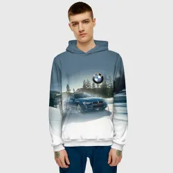 Мужская толстовка 3D Крутая бэха мчится по лесной дороге - фото 2
