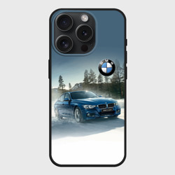 Чехол силиконовый для Apple iPhone 15 Pro матовый Крутая бэха мчится по лесной дороге