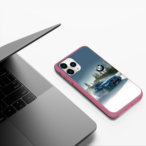 Чехол для iPhone 11 Pro матовый с принтом Крутая бэха мчится по лесной дороге, фото #5