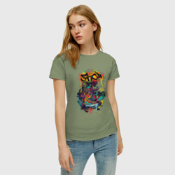 Женская футболка хлопок Граффити сникерсы и скейт - фото 2