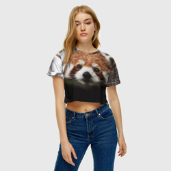 Женская футболка Crop-top 3D Малая панда - фото 2