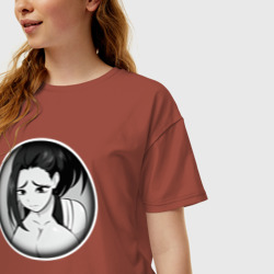 Женская футболка хлопок Oversize Ахегао девушка с формами - фото 2