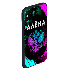 Чехол для iPhone XS Max матовый Алёна и неоновый герб России - фото 2