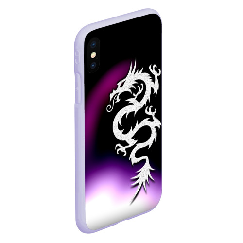 Чехол для iPhone XS Max матовый Когтистый Дракон - трайбл, цвет светло-сиреневый - фото 3