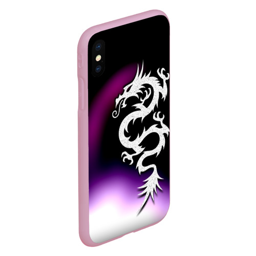 Чехол для iPhone XS Max матовый Когтистый Дракон - трайбл, цвет розовый - фото 3