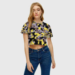 Женская футболка Crop-top 3D Камуфляж Yellow Stinger - фото 2