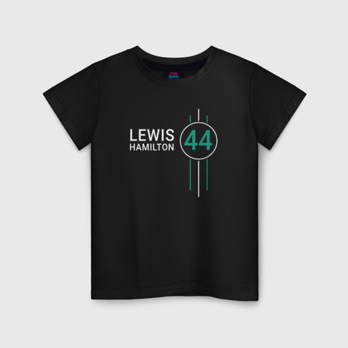 Детская футболка хлопок Льюис Хэмилтон 44 Формула 1, цвет черный