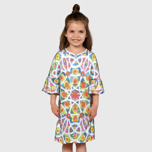 Детское платье 3D Кружевной узор мандала, цвет 3D печать - фото 4