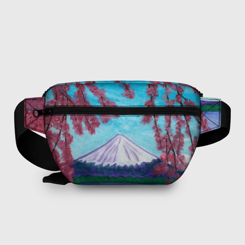 Поясная сумка 3D с принтом Цветение сакуры Фудзияма, вид сзади #1