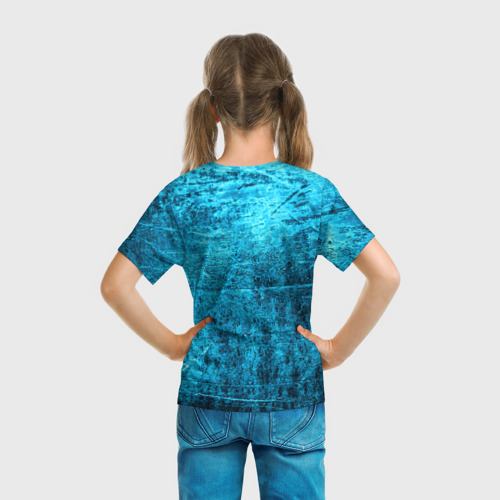 Детская футболка 3D с принтом Самурай Electro, вид сзади #2