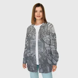 Женская рубашка oversize 3D Electronic pixel camouflage - фото 2